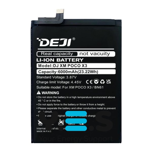 Батарея  Xiaomi BN61 DEJI для POCO X3 6000 mAh