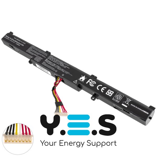 Акумуляторна батарея для ноутбука ASUS A41-X550E, сумісна з X450JF, X550DP, X751MD, X751MA, X750JA, X751LA, 14.8V, 2800mAh, чорна, елементи LG / Samsung / Sanyo