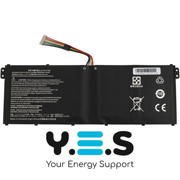 Акумуляторна батарея Acer AC14B18J 11.4V 3600mAh для ноутбуків Acer Aspire ES1-511, Aspire ES1-512, Aspire ES1-523, Aspire ES1-524, Aspire ES1-533, чорний акумулятор для заміни