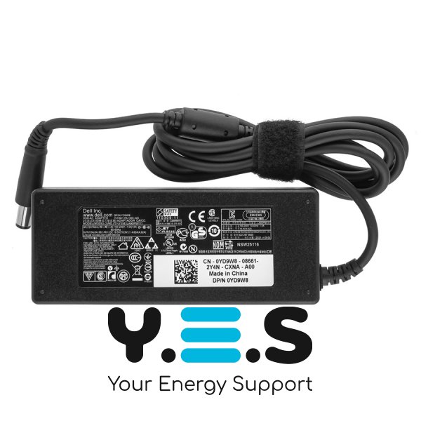 Блок живлення для ноутбука DELL 19.5V 4.62A 90W, штекер 7.4×5.0 PIN (прямокутний), чорний