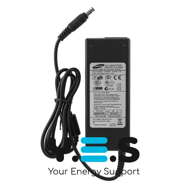 Адаптер живлення для ноутбука Samsung 90W (19V/4.74A), розʼєм 5.5×3.0 з PIN, без мережевого кабелю