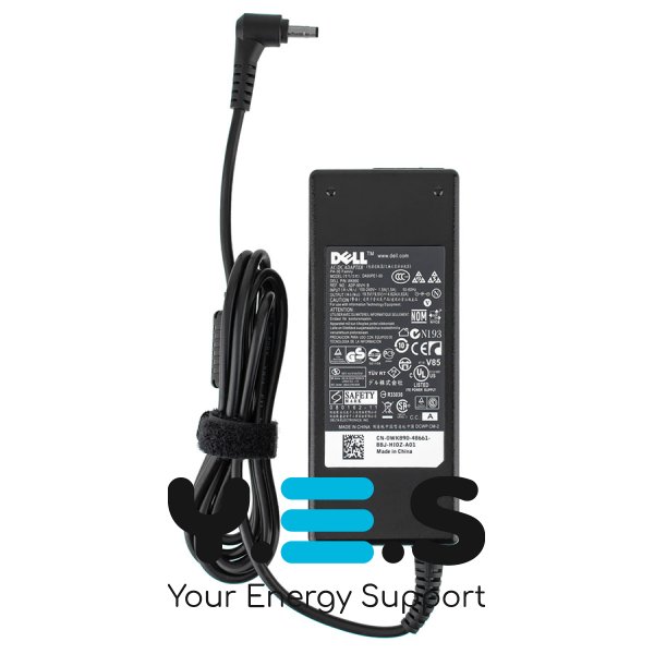 Блок живлення для ноутбука DELL 90W (19.5V/4.62A), штекер 4.0×1.7 мм, 3‑контактний (3 hole) L‑подібний роз’єм, чорний — без кабелю