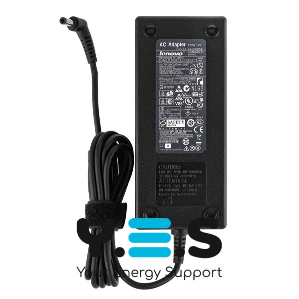Блок живлення (зарядний адаптер) для ноутбука Lenovo — 19V 6.32A (120W), штекер 5.5×2.5 мм (3-hole), L‑подібний роз’єм, чорний, без кабелю