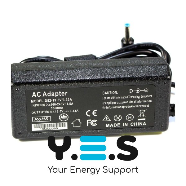 Блок живлення KFD для ноутбуків HP — 19.5V 3.33A, сумісний з Chromebook / Sleekbook / ProBook