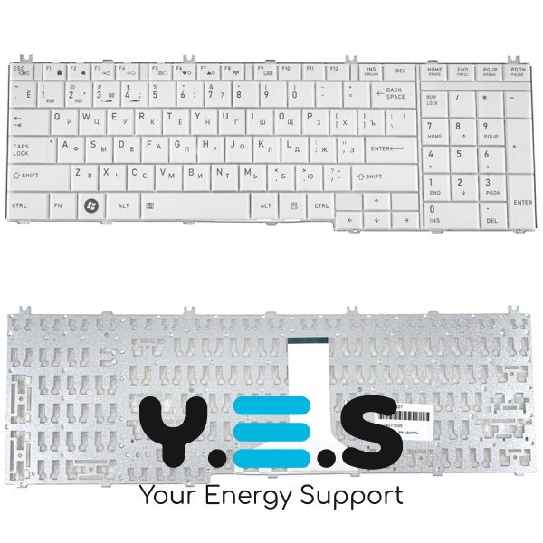 Клавіатура для ноутбука Toshiba C650, C655, L650, L655, C660, L670, L675 — розкладка RU, біла