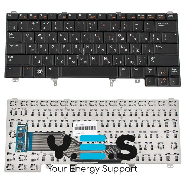 Клавіатура для ноутбука Dell Latitude E5420 / E6320 / E6330 / E6430, RU-розкладка, чорна, без джойстика