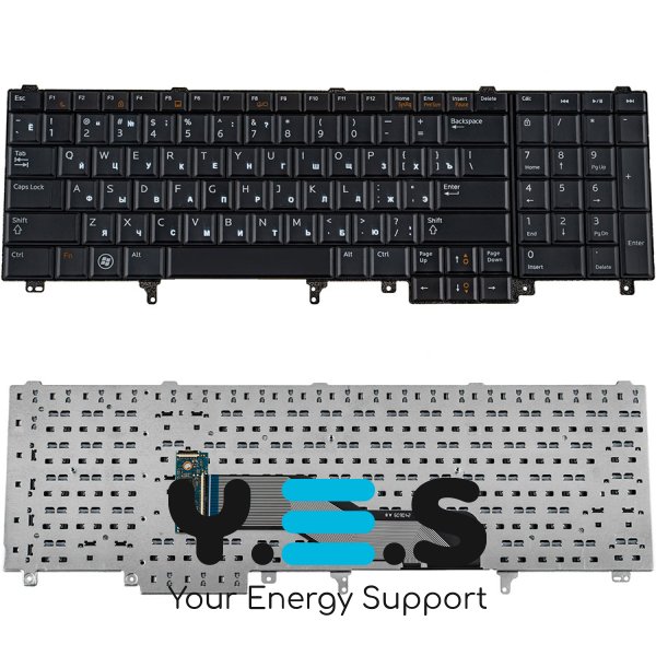 Клавіатура для ноутбука Dell Latitude E6520/E6530/E6540 та Precision M4600/M6600 — розкладка RU, чорна, без джойстика
