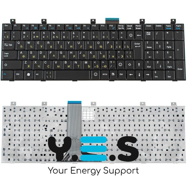 Клавіатура для ноутбука MSI MS-163D/MS-1635/MS-1656/MS-1675/MS-1682/MS-1683, CR500/CR600, CX500/CX600, VR700, LG E500 — розкладка RU, чорна