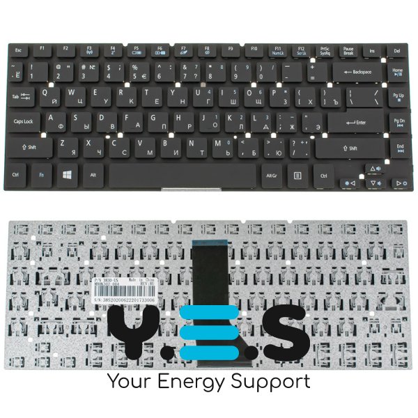 Клавіатура для ноутбука ACER Aspire 3830/4830 і TravelMate 3830/4755/4830 — RU-розкладка, чорна, без рамки, для Windows 7