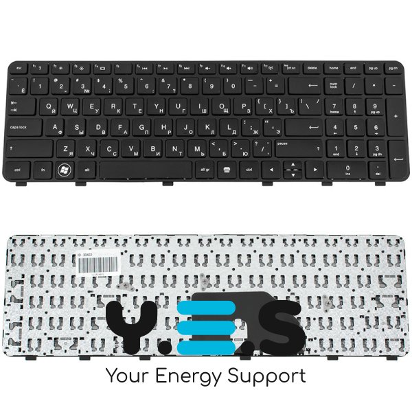 Клавіатура для ноутбука HP Pavilion dv6-6000 / dv6-6b / dv6-6c, RU-розкладка, чорна, у рамці (фрейм)