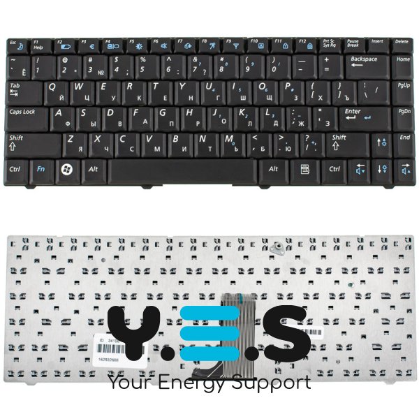 Клавіатура для ноутбука Samsung R517, R519 без цифрового блока, RU-розкладка, чорна