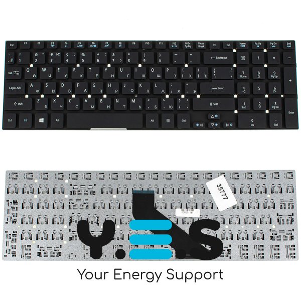 Клавіатура для ноутбуків Acer AS: 5755, 5830, E1-522, E1-532, E1-731, V3-551, V3-731 — RU-розкладка, чорна, без рамки