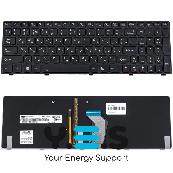 Клавіатура для ноутбука Lenovo Y580, чорна, з підсвіткою клавіш, розкладка RU