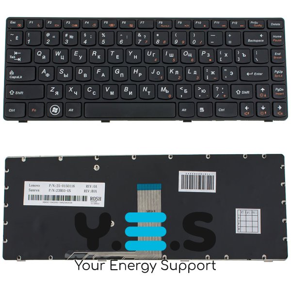 Клавіатура для ноутбука Lenovo Y480, Y485 — чорна, розкладка RU