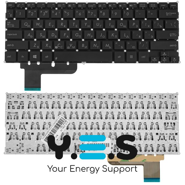 Клавіатура для ноутбука ASUS серій S200, X201, X202 — чорна, RU-розкладка, без рамки