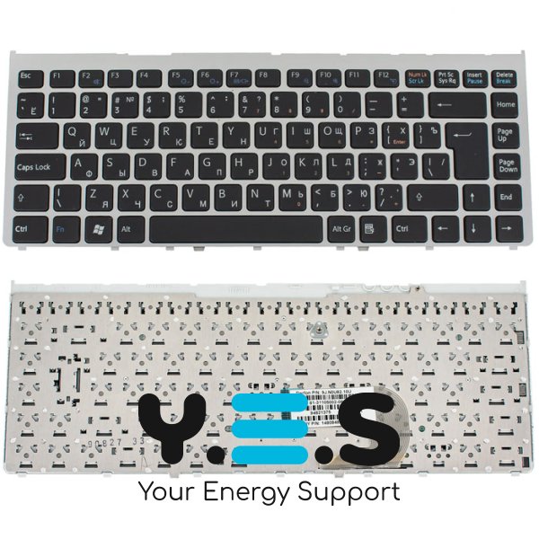 Клавіатура для ноутбука Sony VGN‑FW, чорна, з рамкою, розкладка RU