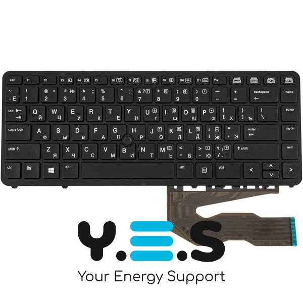 Клавіатура для ноутбука HP EliteBook 840, 850 — чорна, RU-розкладка, підсвітка клавіш, з джойстиком (TrackPoint) Original