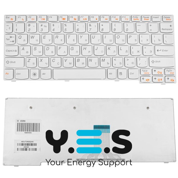 Клавіатура для ноутбука Lenovo IdeaPad E10-30 series, розкладка RU, біла