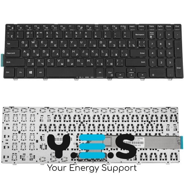 Клавіатура для ноутбука Dell Inspiron 3541, 3542, 3543, 5542, 5545, 5547 — чорна, RU-розкладка