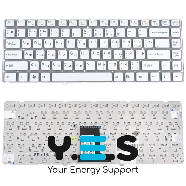 Клавіатура для ноутбука SONY Vaio VPC‑EA series, розкладка RU, біла, без рамки