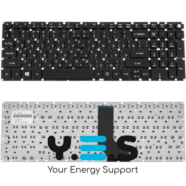 Клавіатура для ноутбука Acer E5-522 / E5-573, RU-розкладка, чорна, без рамки