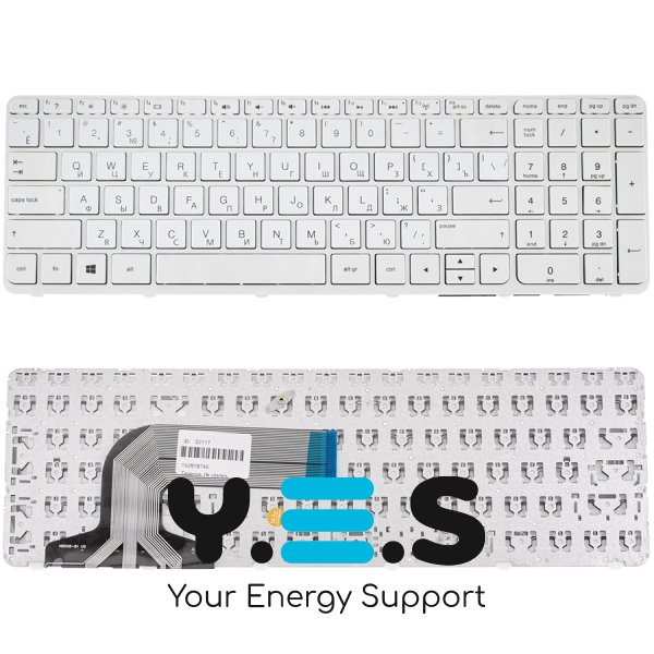 Клавіатура для ноутбука HP Pavilion (серії: 15-E, 15T-E, 15Z-E, 15-N, 15T-N, 15Z-N), RU-розкладка, біла