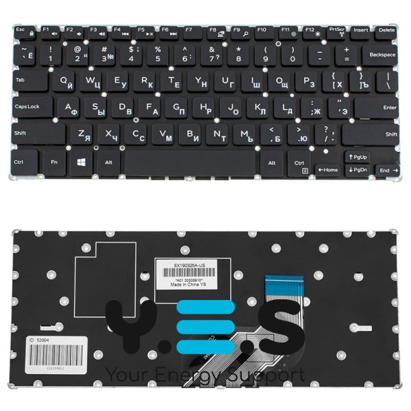 Клавіатура для ноутбука Dell Inspiron 3162 series, кирилична розкладка, чорна, без рамки