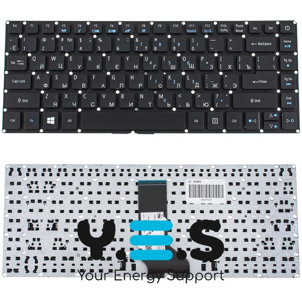 Клавіатура для ноутбука Acer (AS: E5-422, E5-473), розкладка RU, чорна, без рамки