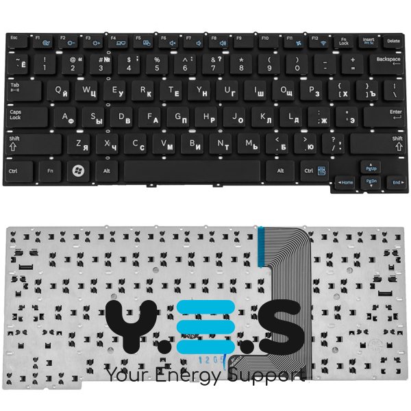 Клавіатура для ноутбука Samsung NP300U1, NP305U1 — чорна, RU-розкладка, без рамки (без фрейма)