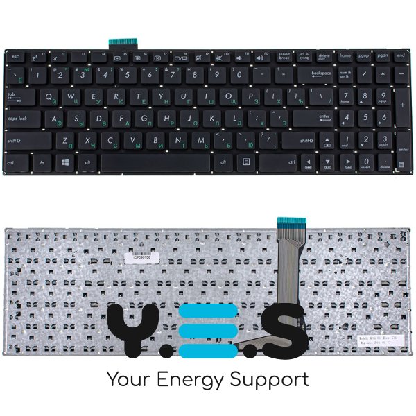 Клавіатура для ноутбука ASUS E502MA, E502SA series — чорна, розкладка RU, без рамки