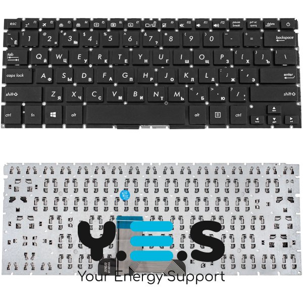 Клавіатура для ноутбука ASUS UX410 series — RU-розкладка, чорна, без рамки