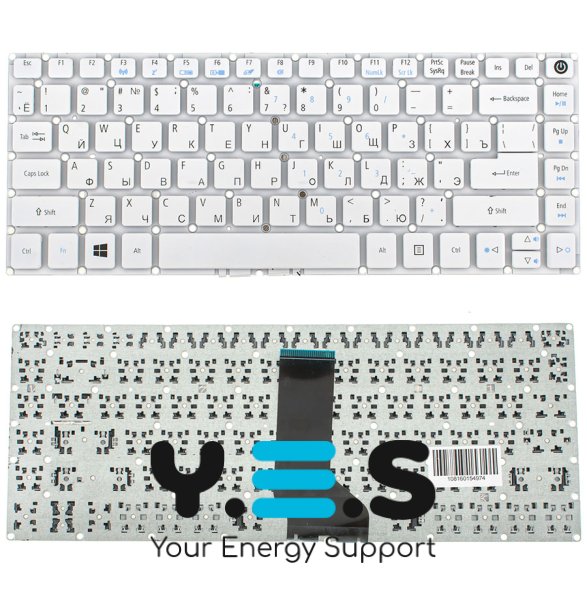 Клавіатура для ноутбука Acer Aspire E5-422 / E5-473, розкладка RU, біла, без фрейма