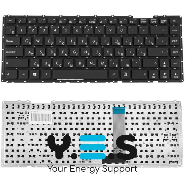Клавіатура для ноутбука ASUS X442 series — розкладка RU, чорна, без рамки (без фрейма)