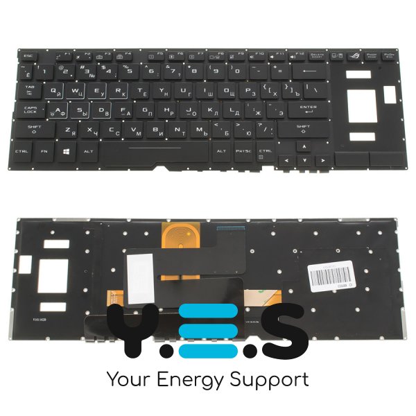 Клавіатура для ноутбука ASUS GX501 series — чорна, без рамки, розкладка RU, RGB-підсвітка клавіш