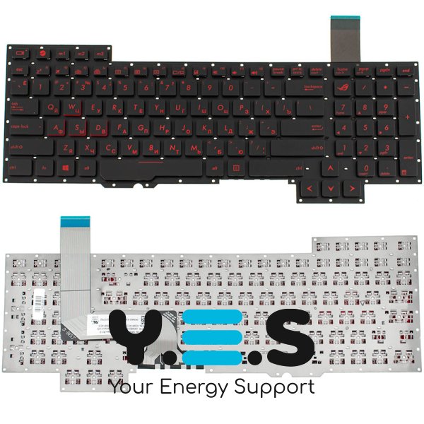 Клавіатура для ноутбуків ASUS серії G751, розкладка RU, чорна, без рамки
