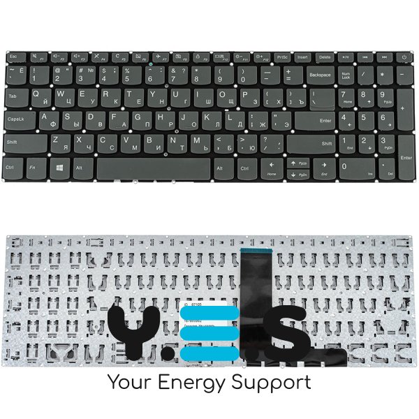 Клавіатура для ноутбука Lenovo IdeaPad 320-15 series — розкладка RU, колір Onyx Black, без рамки
