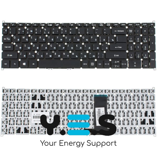 Клавіатура для ноутбука Acer (AS: SP515-51) — RU-розкладка, чорна, без рамки (без фрейма)