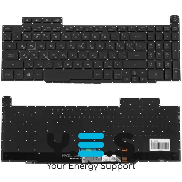 Клавіатура для ноутбука ASUS серії GM501 — українська розкладка, чорна, без рамки, RGB-підсвітка клавіш (Original)