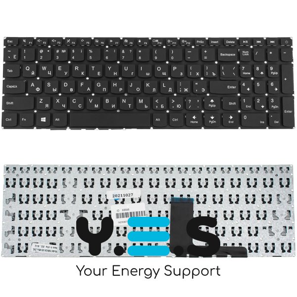 Клавіатура для ноутбука Lenovo IdeaPad 110-15ACL — розкладка RU, чорна, без рамки