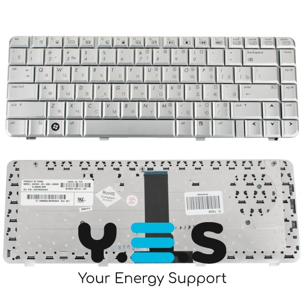 Срібляста клавіатура для ноутбука HP Pavilion dv3000, dv3500, dv3600, dv3700 — RU розкладка