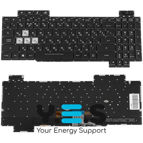 Клавіатура для ноутбука ASUS GL704 series — чорна, без рамки, з RGB-підсвічуванням клавіш, розкладка RU (Original)