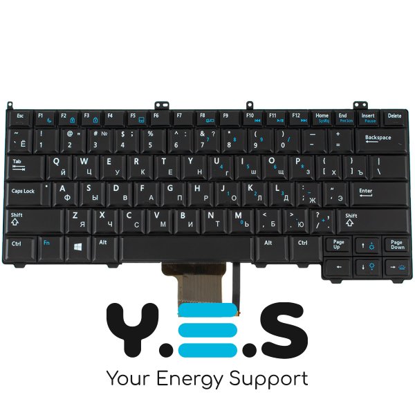 Клавіатура для ноутбука Dell Latitude 7000 / E7240 / E7440 — чорна, RU-розкладка, підсвітка клавіш, без джойстика