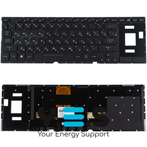 Клавіатура для ноутбука ASUS серії GX531, чорна, без рамки, з RGB-підсвіткою клавіш (RU-розкладка)