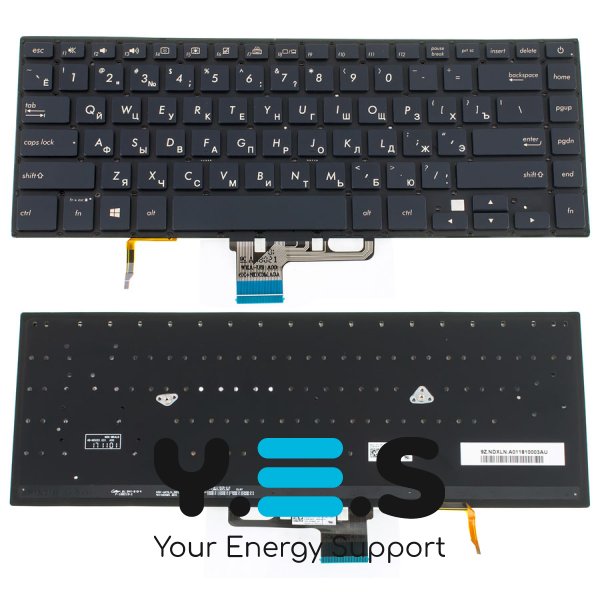 Клавіатура для ноутбука ASUS UX580 series, RUS-розкладка, чорна, без рамки, з підсвічуванням клавіш