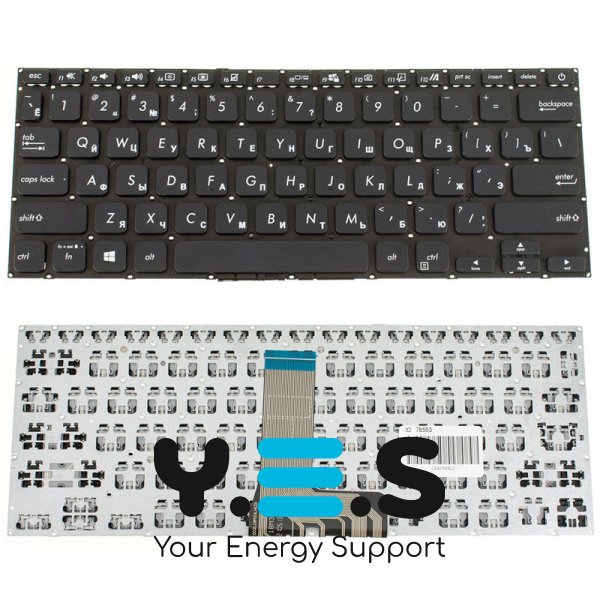 Клавіатура для ноутбука ASUS X409 Series — чорна, розкладка RU, без рамки (без фрейма)