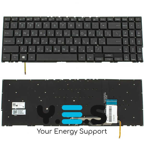 Клавіатура для ноутбука ASUS UX563 series — чорна, без рамки, RU-розкладка, з підсвіткою клавіш