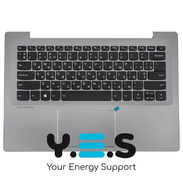 Клавіатура для ноутбука Lenovo Yoga 520S-14IKB з тачпадом і передньою панеллю, розкладка RU, срібляста