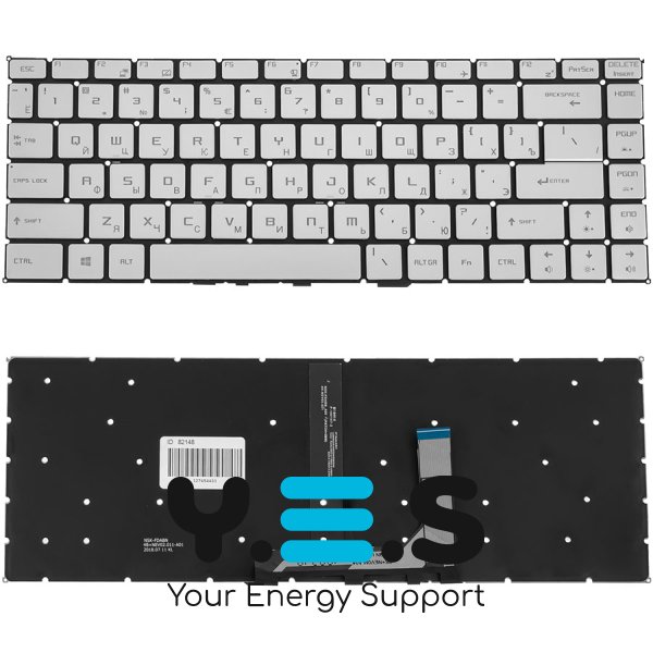 Клавіатура для ноутбука MSI GS65, RU-розкладка, срібляста, без рамки, з підсвіткою клавіш Original