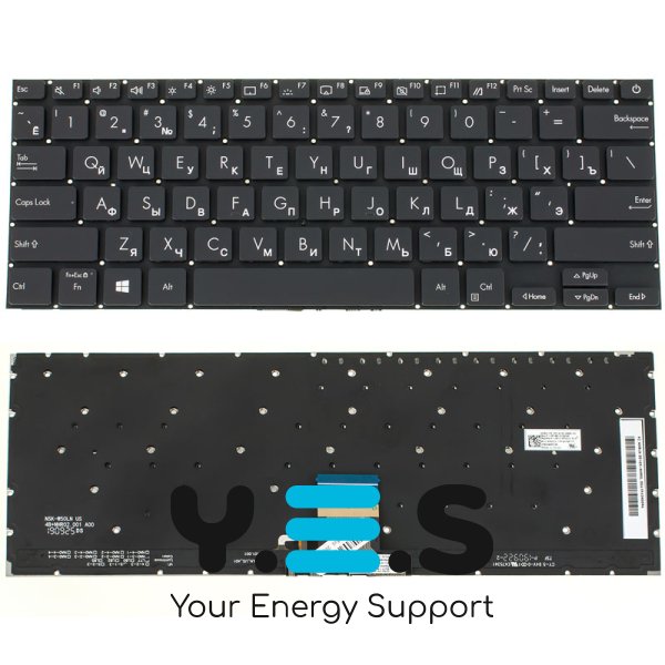 Клавіатура для ноутбука ASUS X321 series — чорна, без рамки, RU-розкладка, з підсвіткою клавіш