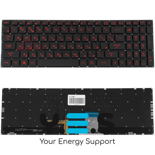 Клавіатура для ноутбука ASUS GL702VI — чорна, без рамки, розкладка RU, RGB-підсвітка клавіш